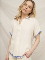 En Crème | SMALL Embroidered Button Down Shirt