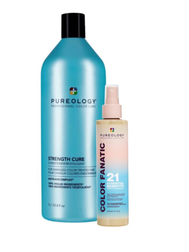 Purology Stength Cure Conditioner Liter + FREE Color Fanatic 6.7 oz Spray